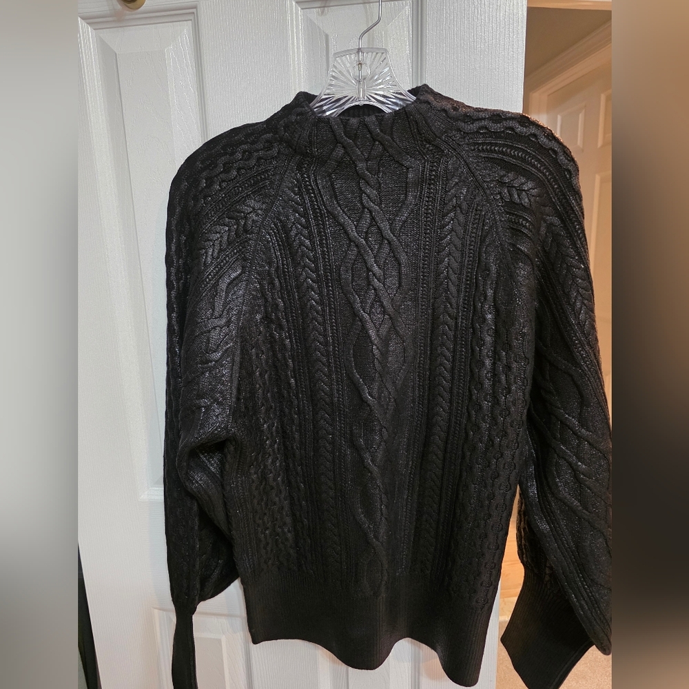 Express Women's Black Cable Crewneck Sweater